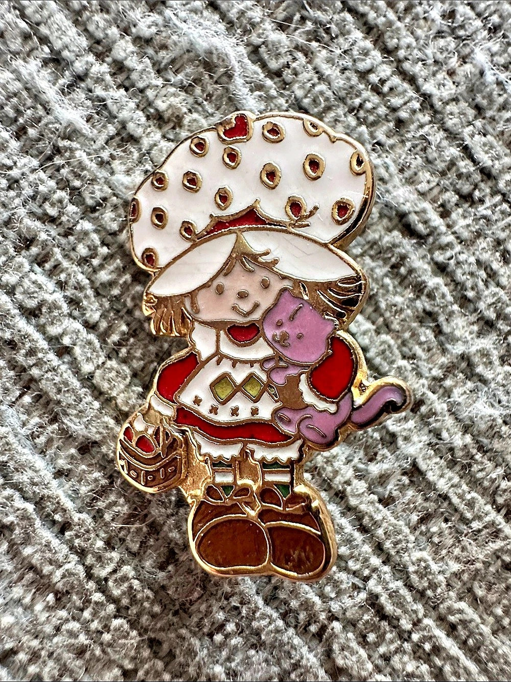 American Greetings Strawberry Shortcake with Custard Vintage Enamel Pin